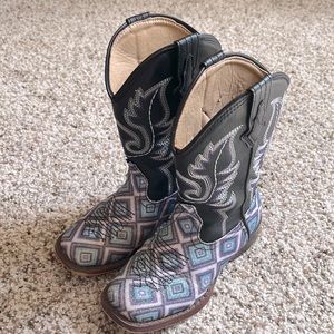 Roper sparkle purple blue white and black cowboy boots size 11